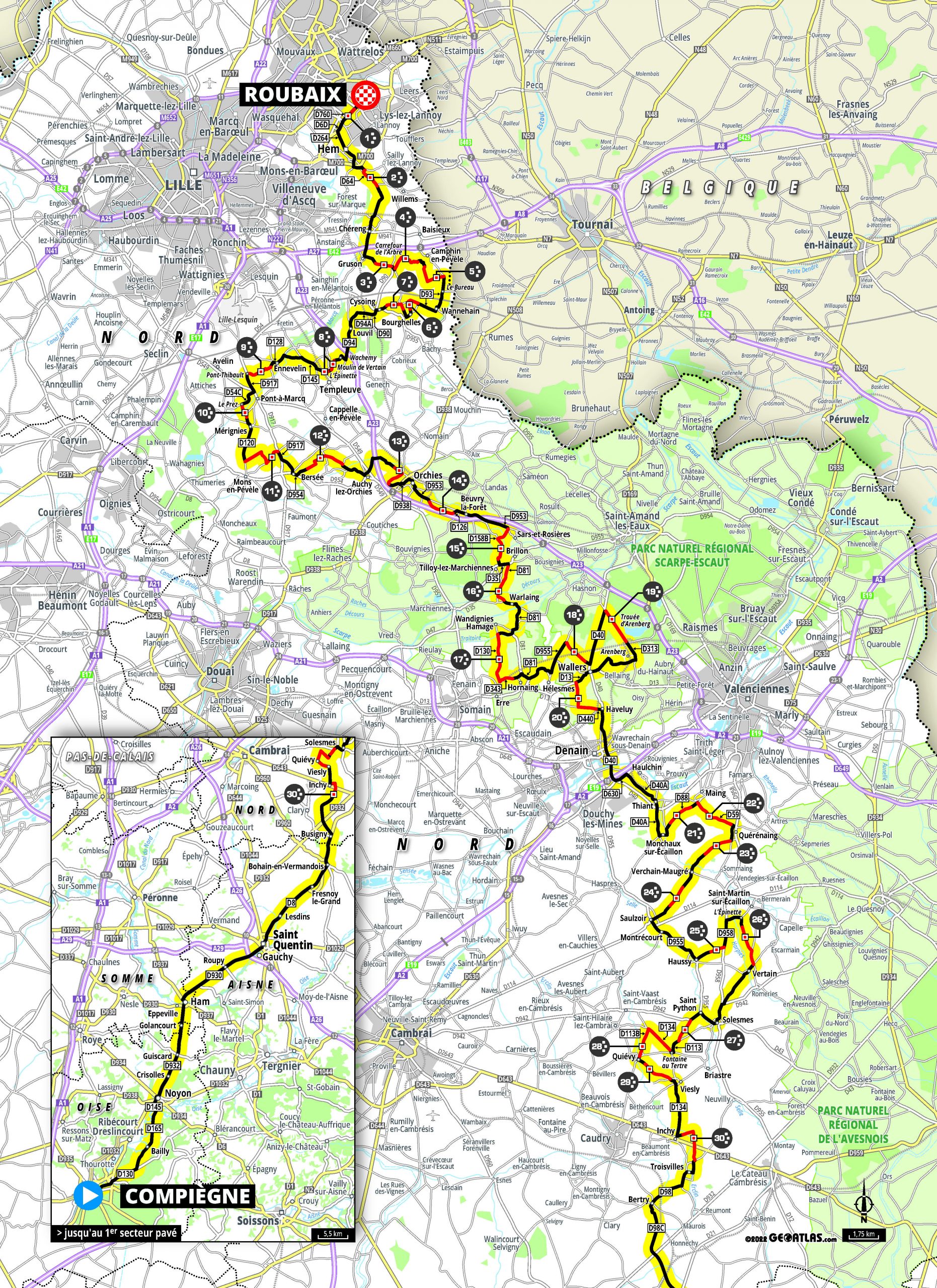 Paris-Roubaix 2022 : le parcours de la course masculine