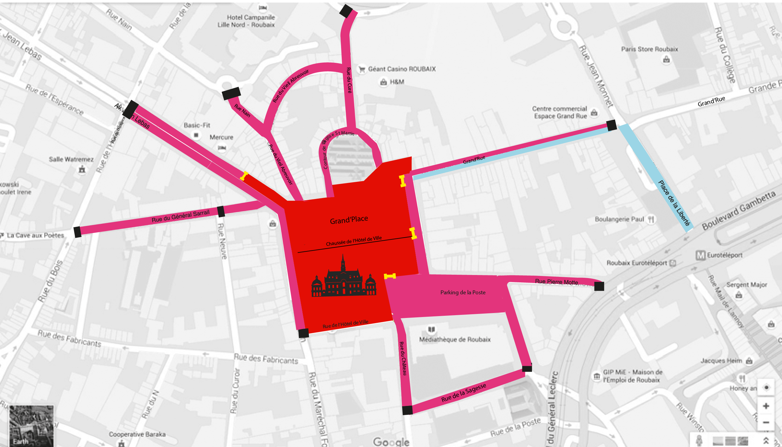 Plan des restrictions de circulation et de stationnement durant le festival URBX
