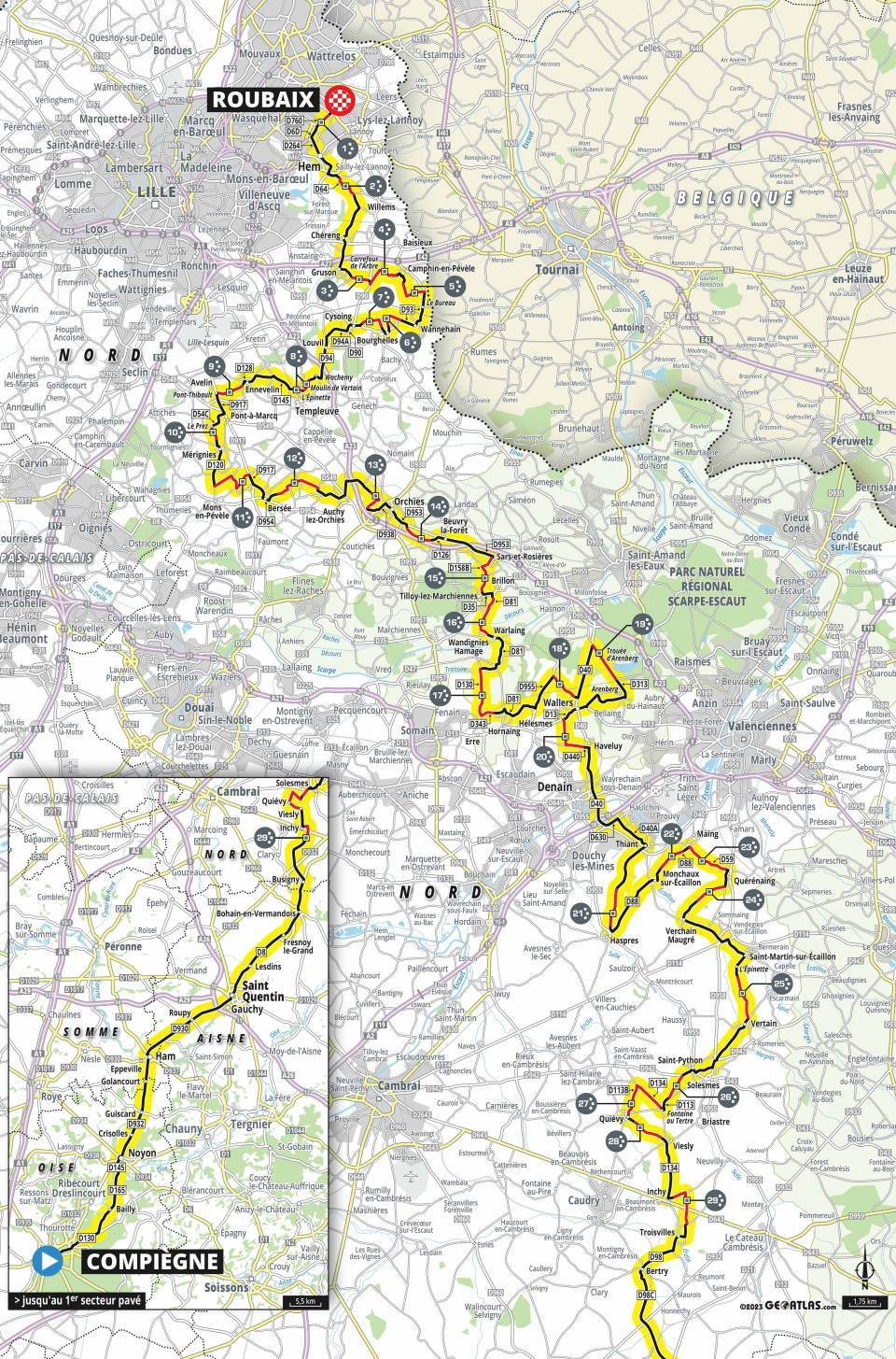 Paris-Roubaix 2023 : le parcours de la course masculine