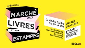 Affiche du 5e marché aux livres et aux estampes roubaix