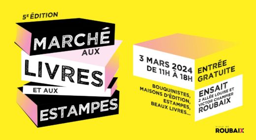 Affiche du 5e marché aux livres et aux estampes roubaix