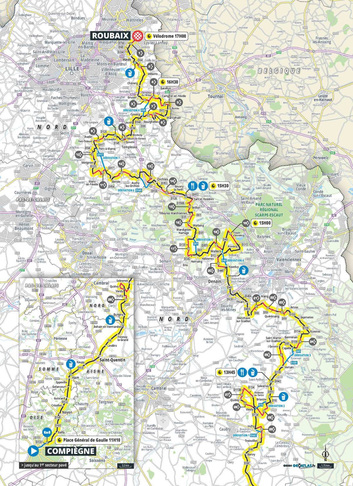 Le parcours Paris-Roubaix 2024