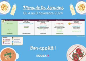 Menu de la Semaine du 4 au 8 novembre 2024