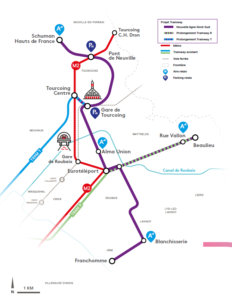 Tracé du futur tramway Roubaix-Tourcoing
